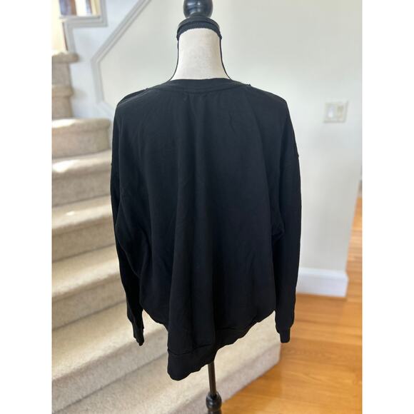 T.La Anthropologie Black Crewneck Long Sleeve Sweatshirt - Picture 3 of 5